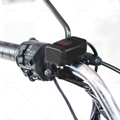 Dual USB Motorcycle Fast Charger Socket w/ LED Voltmeter Display