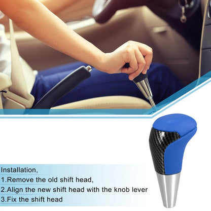 Carbon Fiber Gear Shift Knob for Toyota - Unpunched Faux Leather Blue