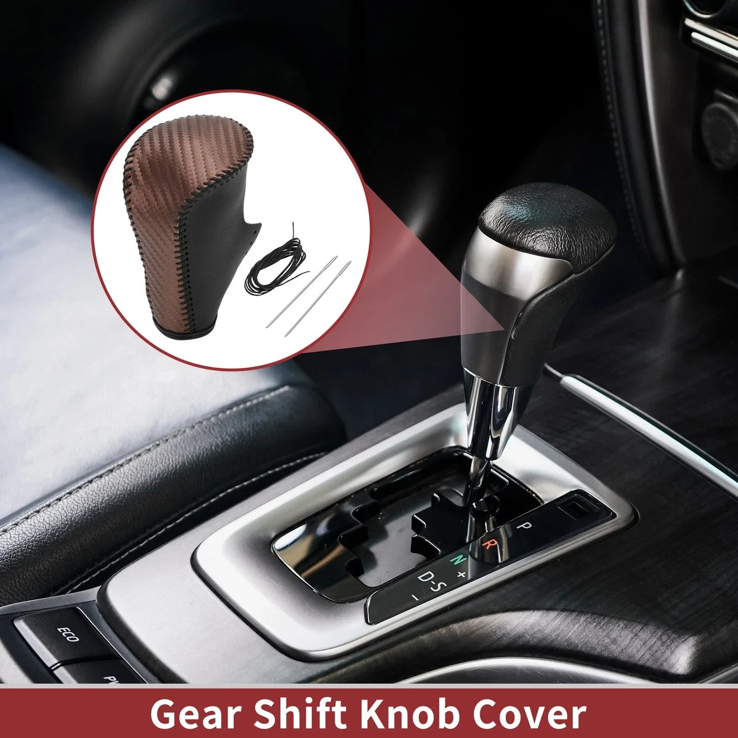 Gear Shift Knob Cover for Honda Accord 2008-2012 Brown Carbon Fiber