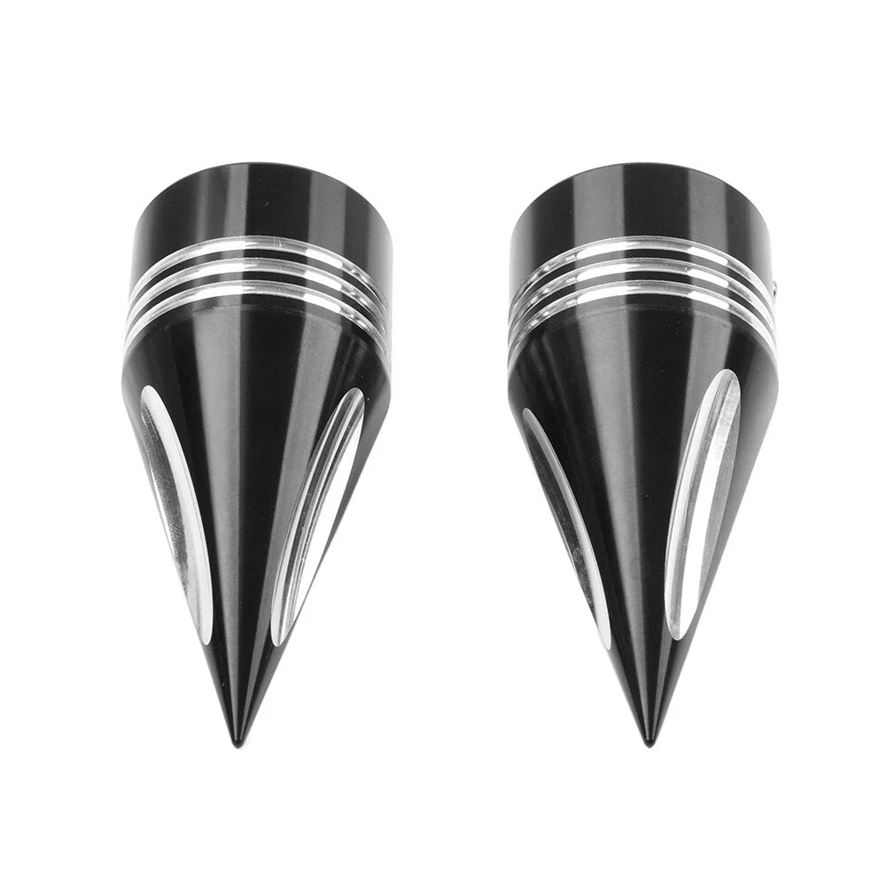 Black & White Spike Front Axle Cap Nut for Harley Touring Dyna Sportster