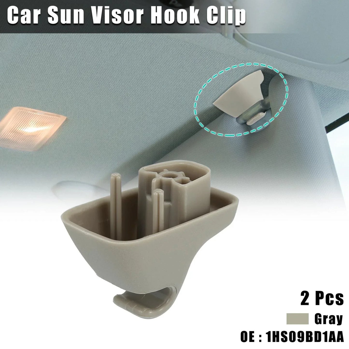 Gray Sun Visor Retainer Clips for Dodge Ram 1500 2500 3500 4500 (2002-2023)