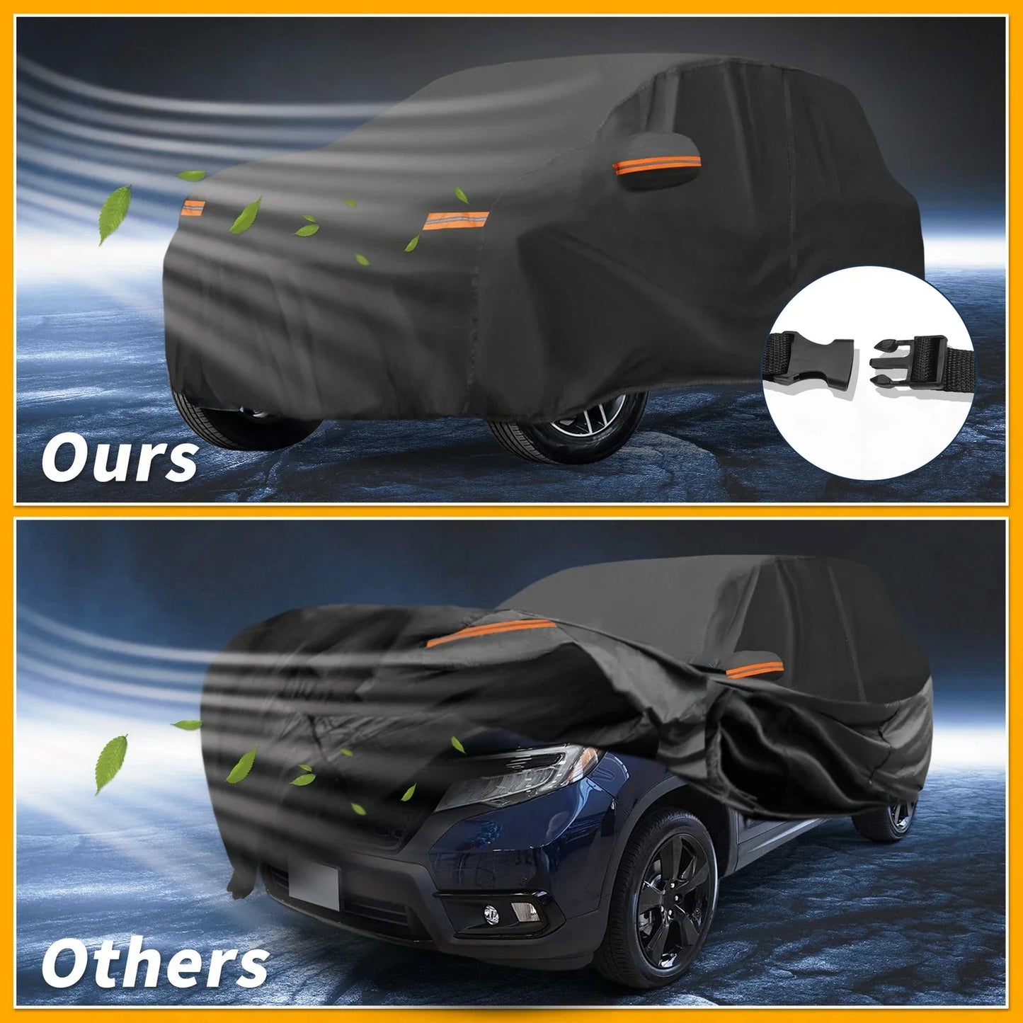 Waterproof All Weather Car Cover for Honda Passport (2019-2023) Black 190T-PU