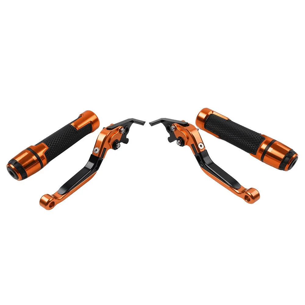 Orange Extendable Brake Clutch Levers & Handlebar Grips for Aprilia Tuono V4