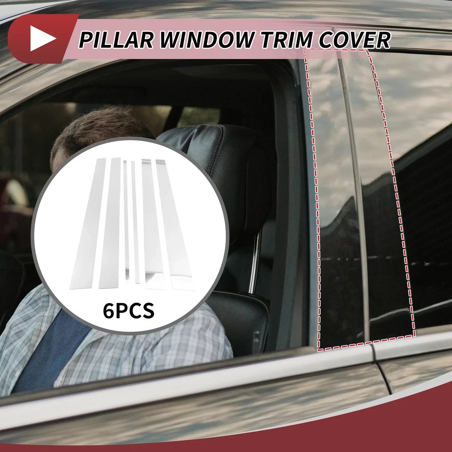 6 Pcs Chrome Silver Door Pillar Window Trim for Lexus LX (1998-2007)