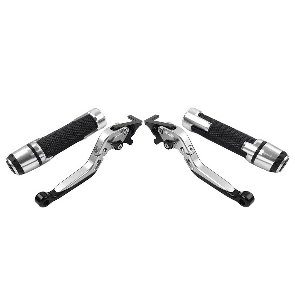 Silver Extendable Brake Clutch Lever Grip Set for Yamaha YZF R1 (2009-2014)