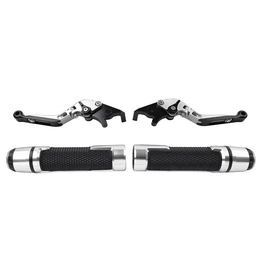Silver Extendable Brake Clutch Lever Grip Set for Yamaha YZF R1 (2009-2014)