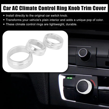 3 x AC Climate Control Ring Knob Trim Covers for Dodge Charger (2015-2023)