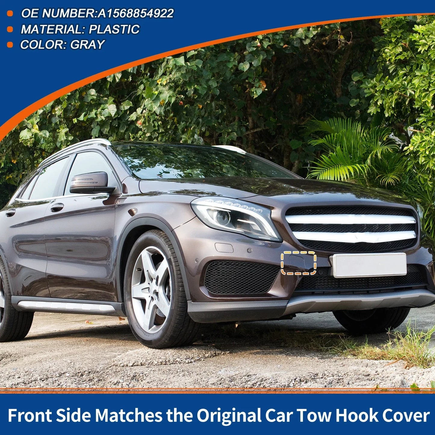 Front Bumper Tow Hook Cover for Mercedes-Benz GLA X156 (2014-2020) Gray
