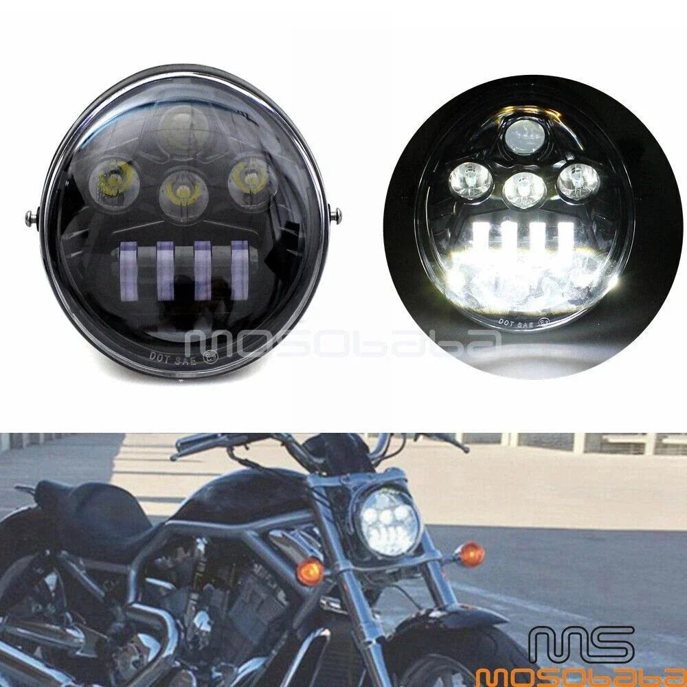 DOT LED Headlight w/ DRL for Harley VRSC VRSCA VRSCAW VRSB VRSF (2002-2023)