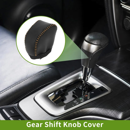 Gear Shift Knob Cover for Lexus NX250 2022-2023 Black Brown Faux Leather
