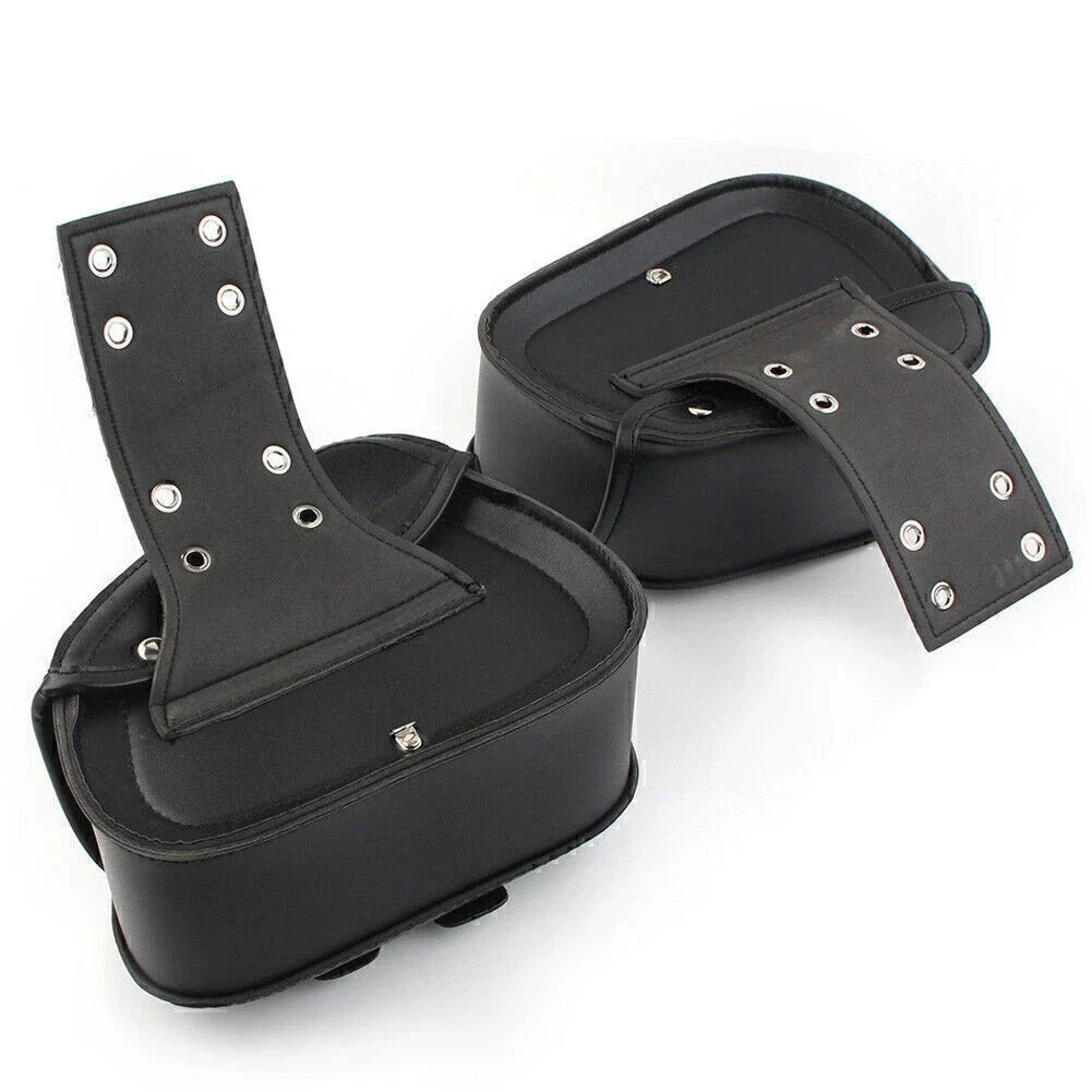 Black PU Leather Saddle Bags Side Luggage for Harley Sportster Dyna