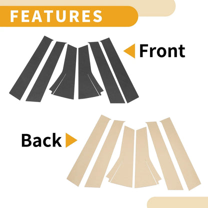 6 x Door Pillar Window Trim for Honda Fit (2013-2019) Carbon Fiber Black