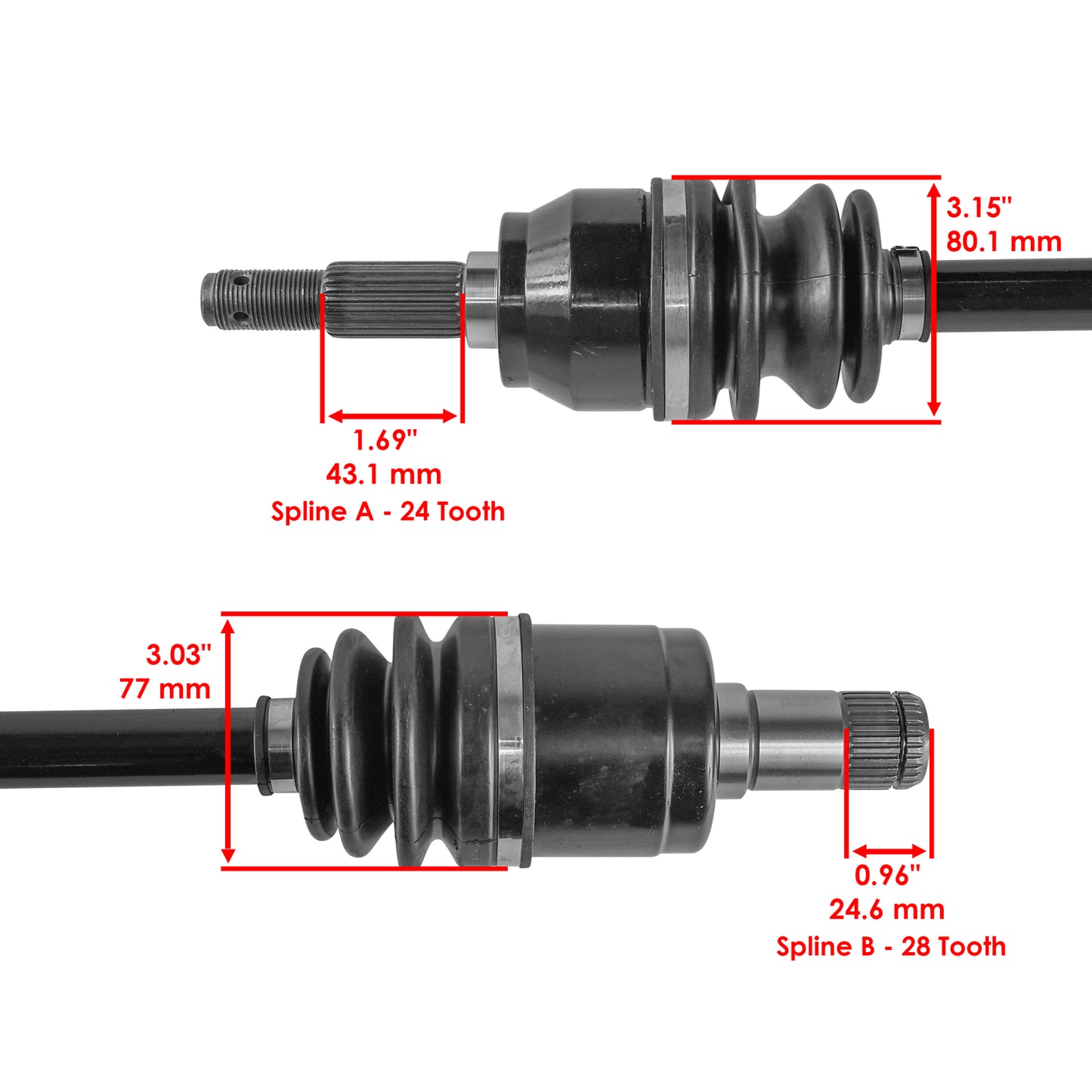 CV Joint Axle Kit Rear Left Right Replacement for John Deere RSX850 (2010–2019)