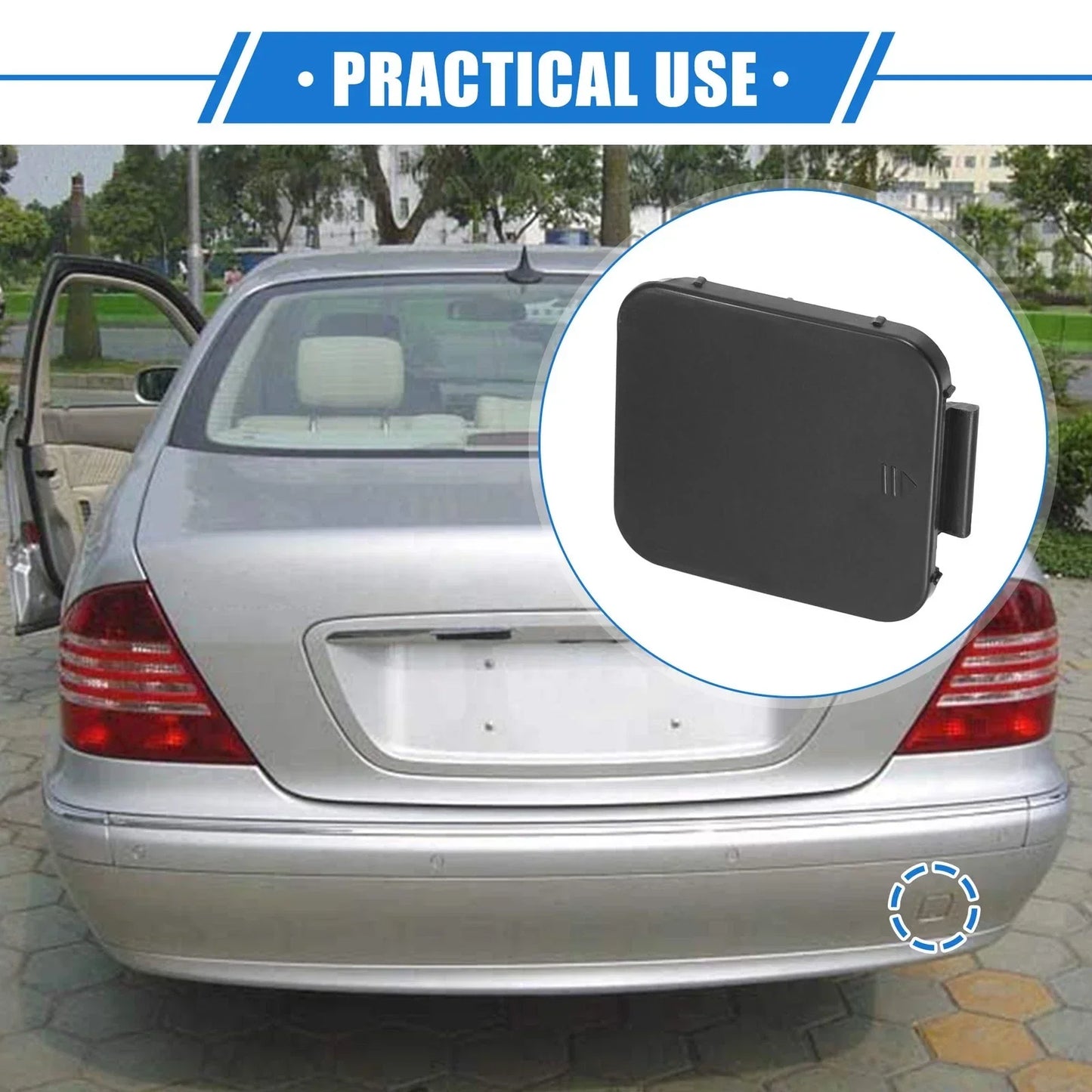 Rear Bumper Tow Hook Eye Hole Cover for Mercedes-Benz W220 S500 (2003-2005)