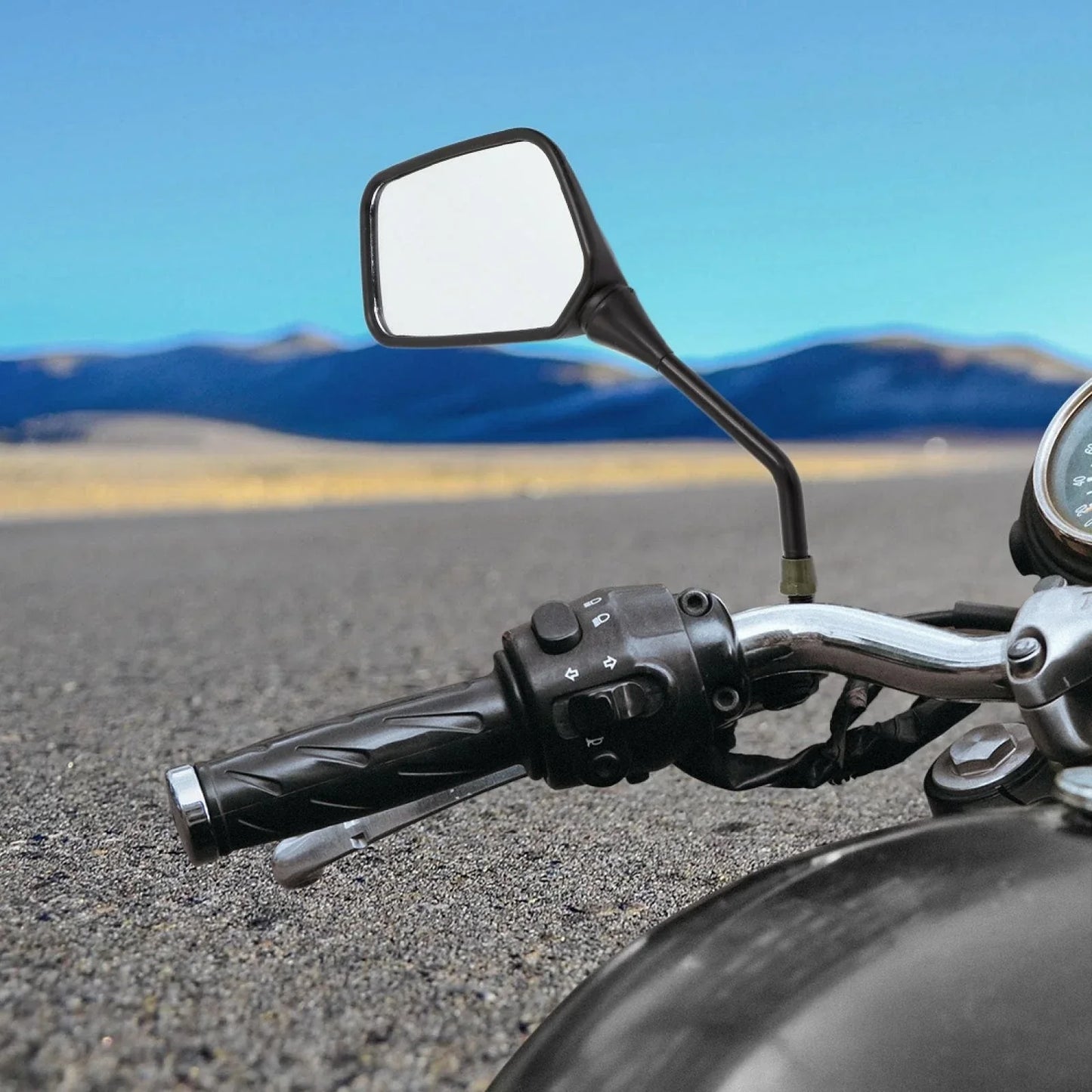 Black Adjustable Angle Side Rear View Mirrors 2 x 10mm Thread Dia for Honda