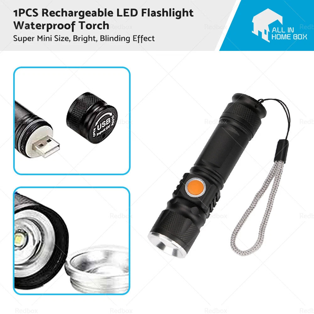 Rechargeable Waterproof LED Flashlight Torch for Various Models