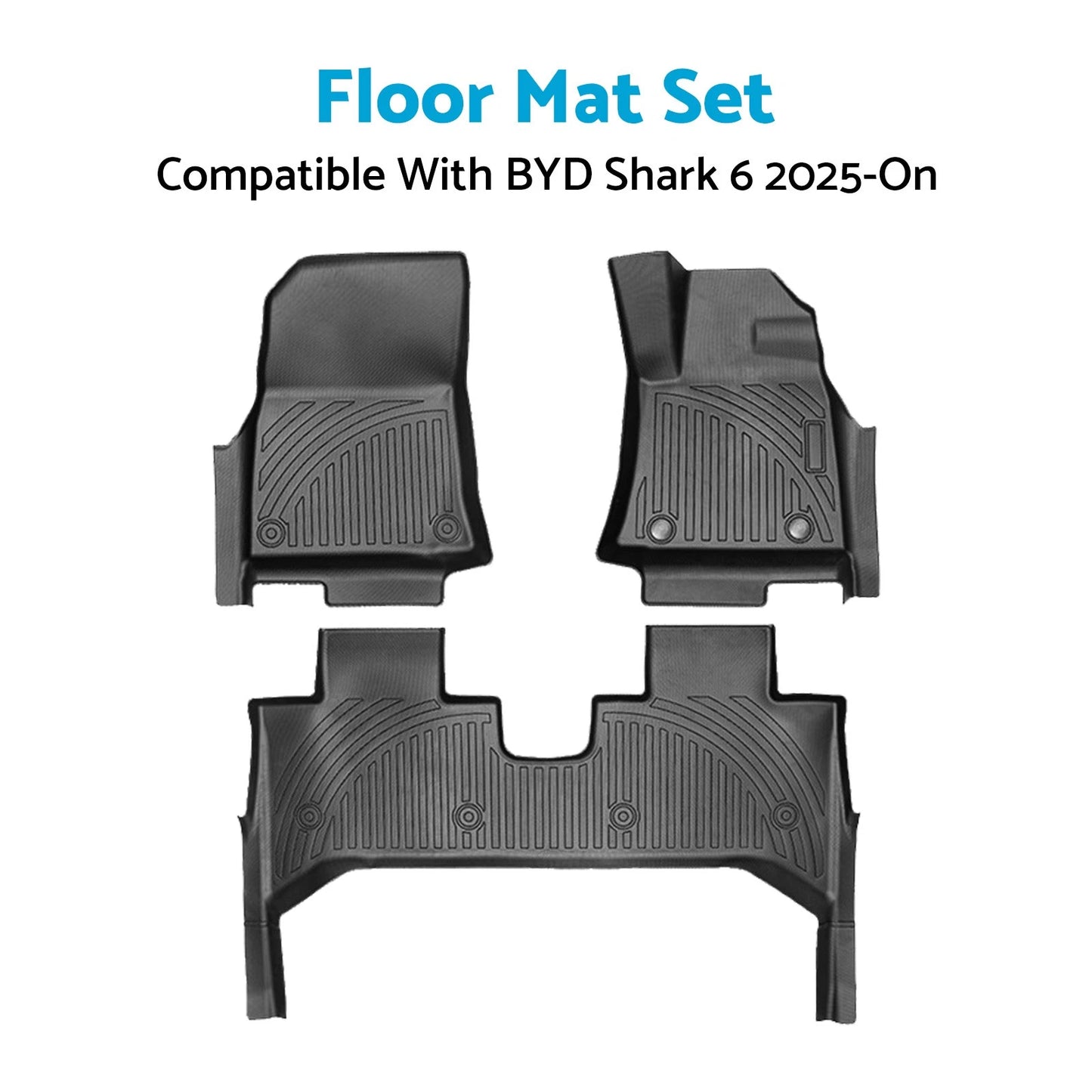 3 Pcs 3D All-Weather TPE Floor Mat Set for BYD Shark (2025-On)