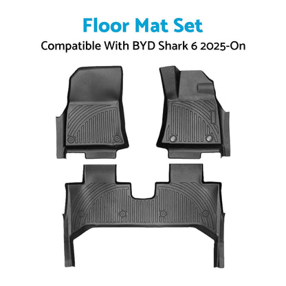 3 Pcs 3D All-Weather TPE Floor Mat Set for BYD Shark (2025-On)