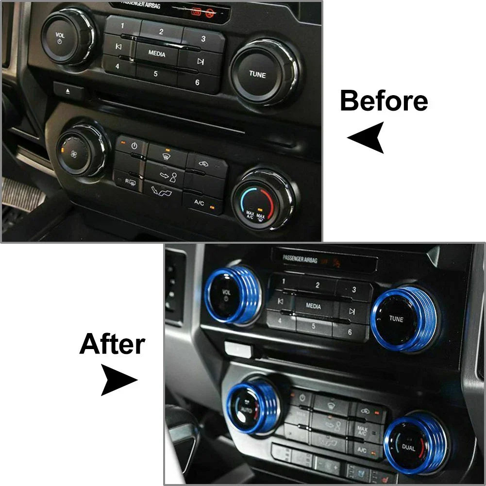 4 x Air Conditioner Switch CD Button Ring Knob Trim for Ford F150 XLT (2015-2020)