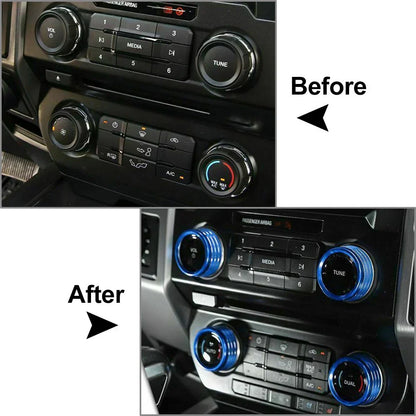 4 x Air Conditioner Switch CD Button Ring Knob Trim for Ford F150 XLT (2015-2020)