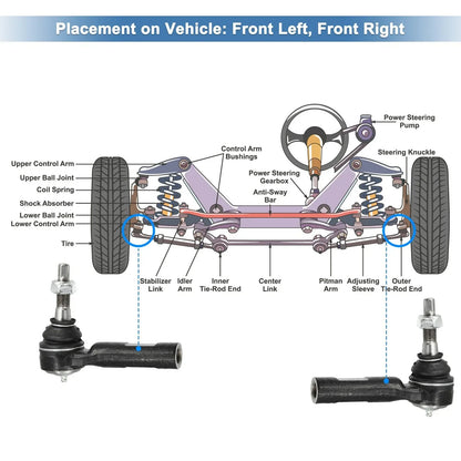 2 x Front Outer Tie Rod End Links for Chrysler 300, Dodge (2005-2010)