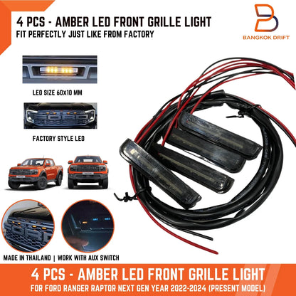 4 x Amber LED Front Grille Lights for Ford Ranger Raptor (2022-2025)