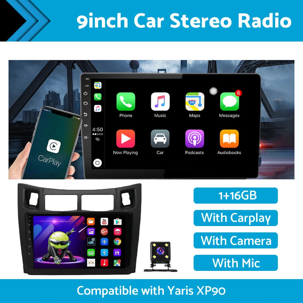 Android 11 Carplay Radio Head Unit GPS Navi for Toyota Yaris XP90 (2005-2012)