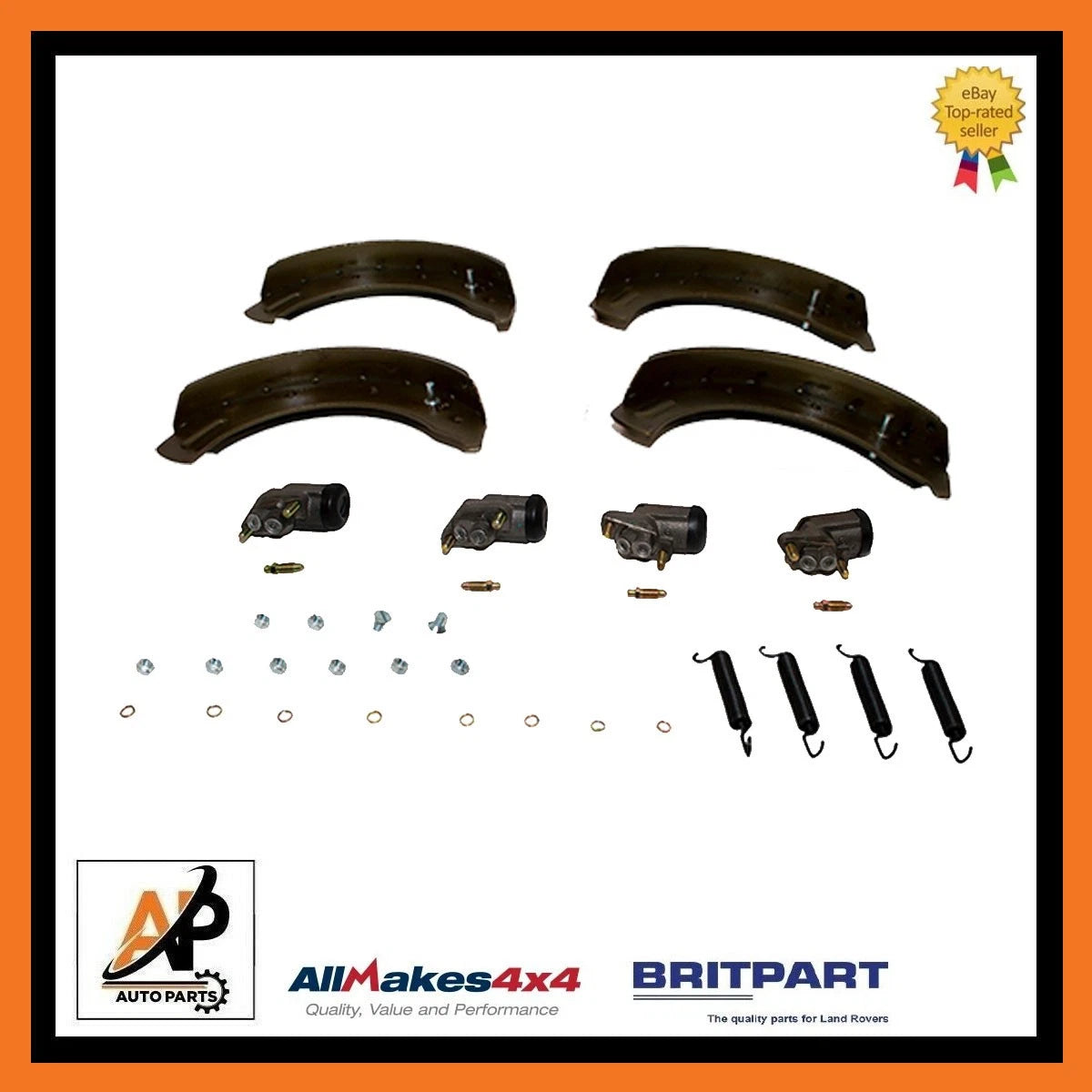 Front Brake Kit With Shoes and Wheel Cylinders for Land Rover Defender (1983–2016)