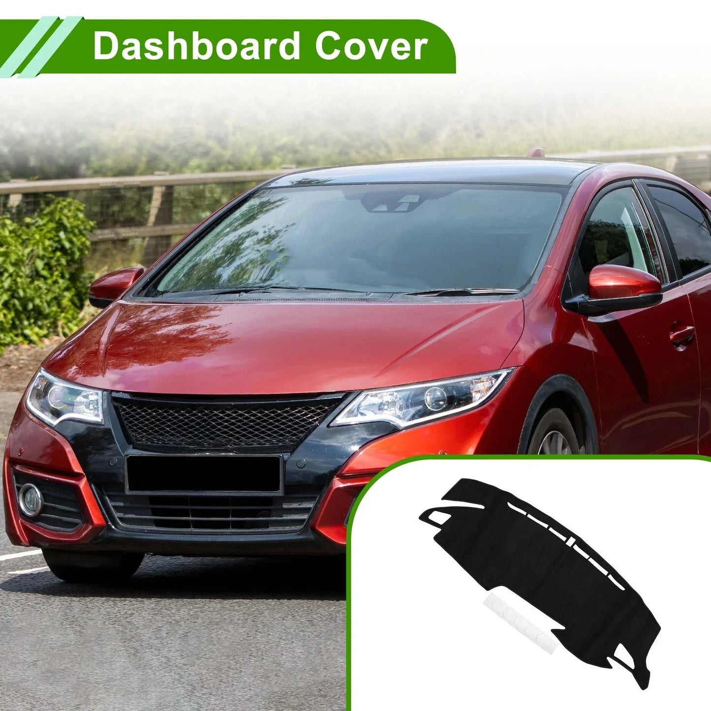Dashboard Cover Mat for Honda Civic Type R FK7 FK8 FC1 (2017-2024) Black