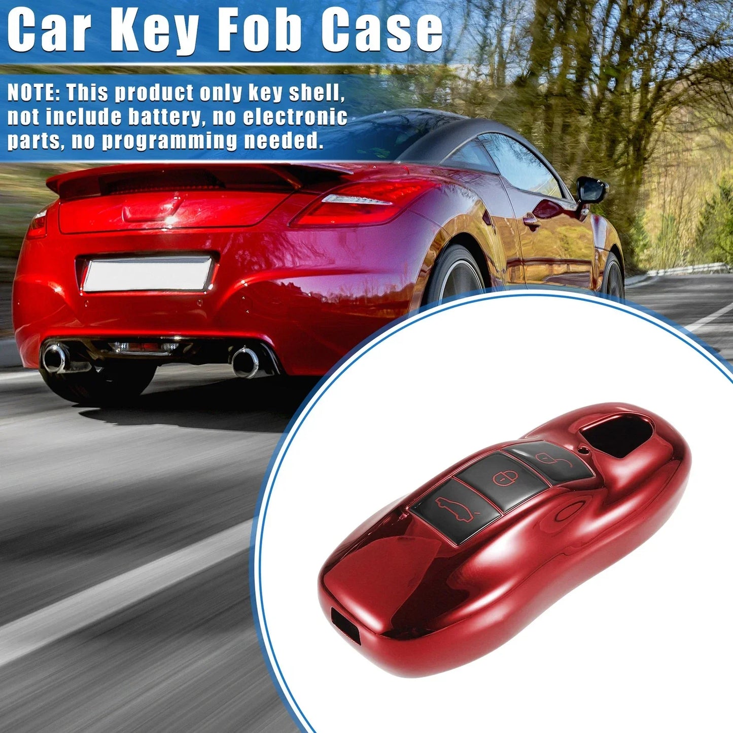 3 x Button Car Remote Key Fob Cover Case for Porsche Macan (2014-2022) TPU Red