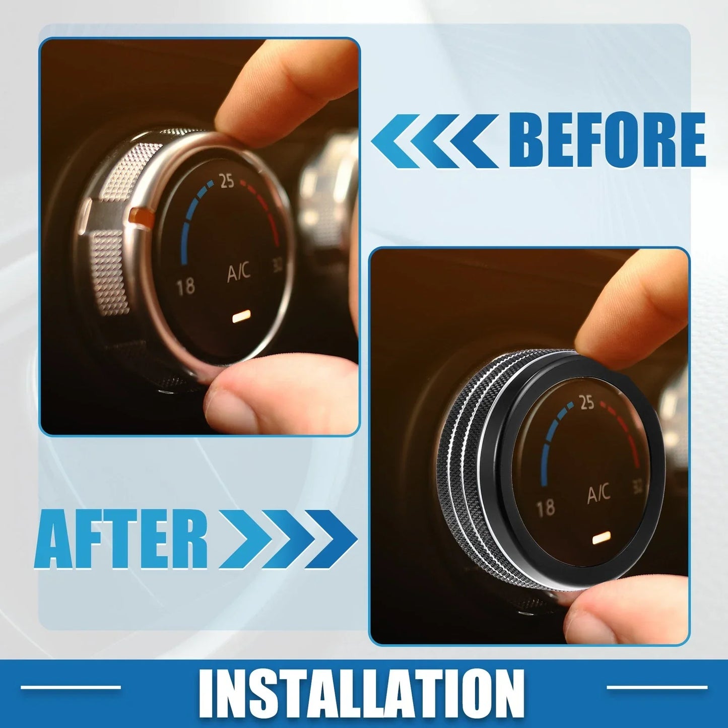 AC Radio Switch Knob Cover Decals for Dodge Durango 2017-2020 (Set of 3)