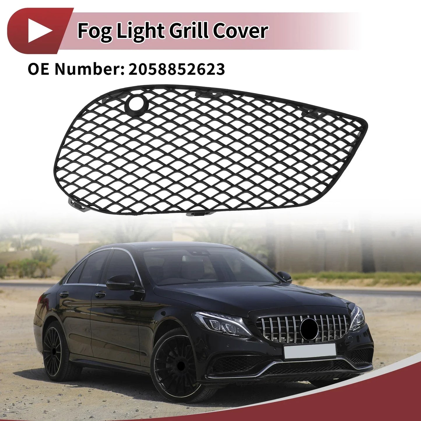 Front Right Fog Light Grill for Mercedes-Benz C350e (2016-2018)