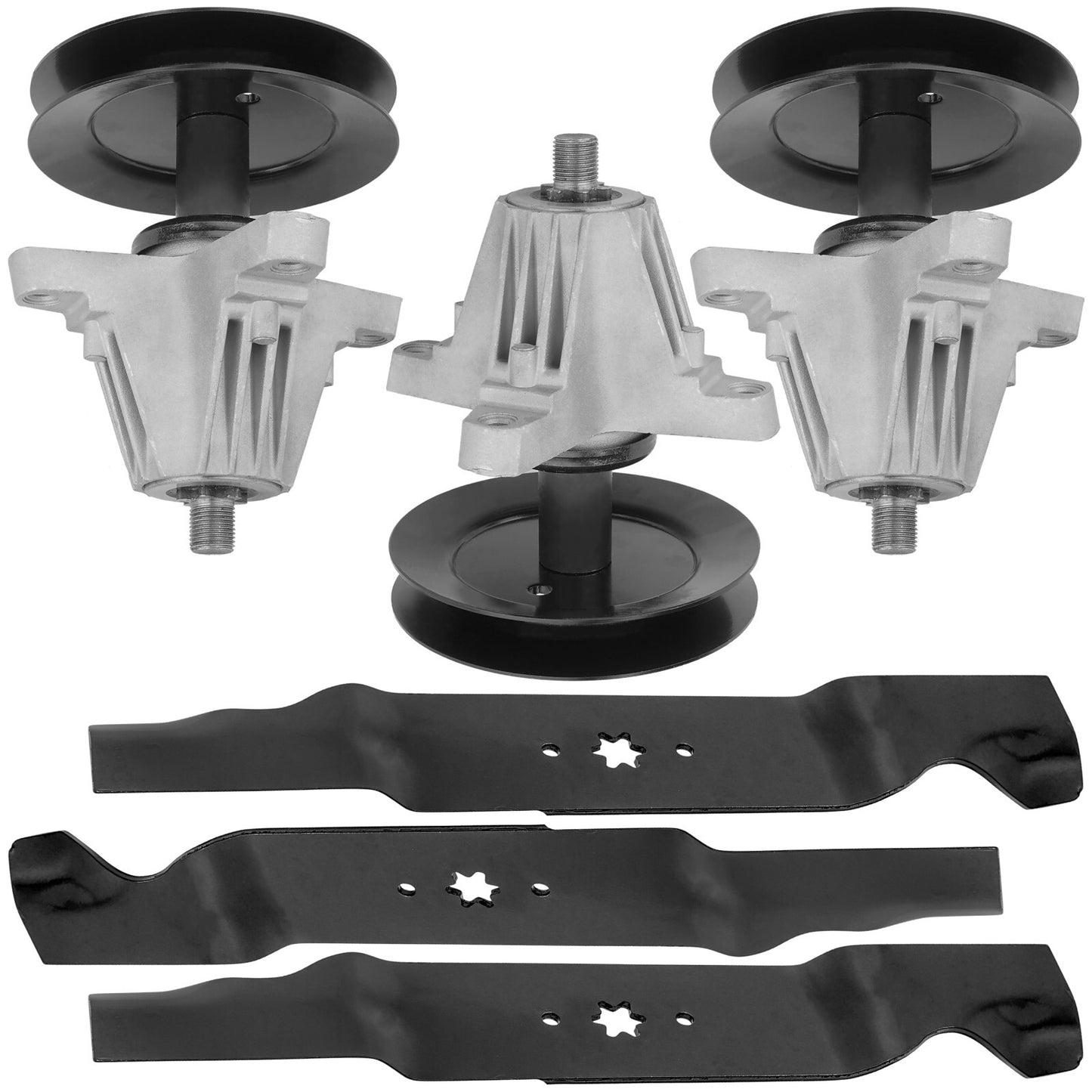 54 Inch Deck Spindles Rebuild Kit with Pulley Blades for Troy Bilt TB2454 (2015–2018)