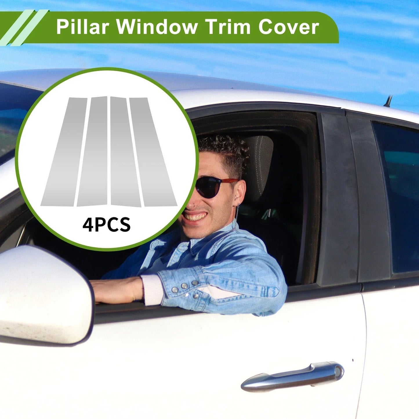 4 Pcs Silver Tone Pillar Window Trim for Dodge Ram (2019-2023)