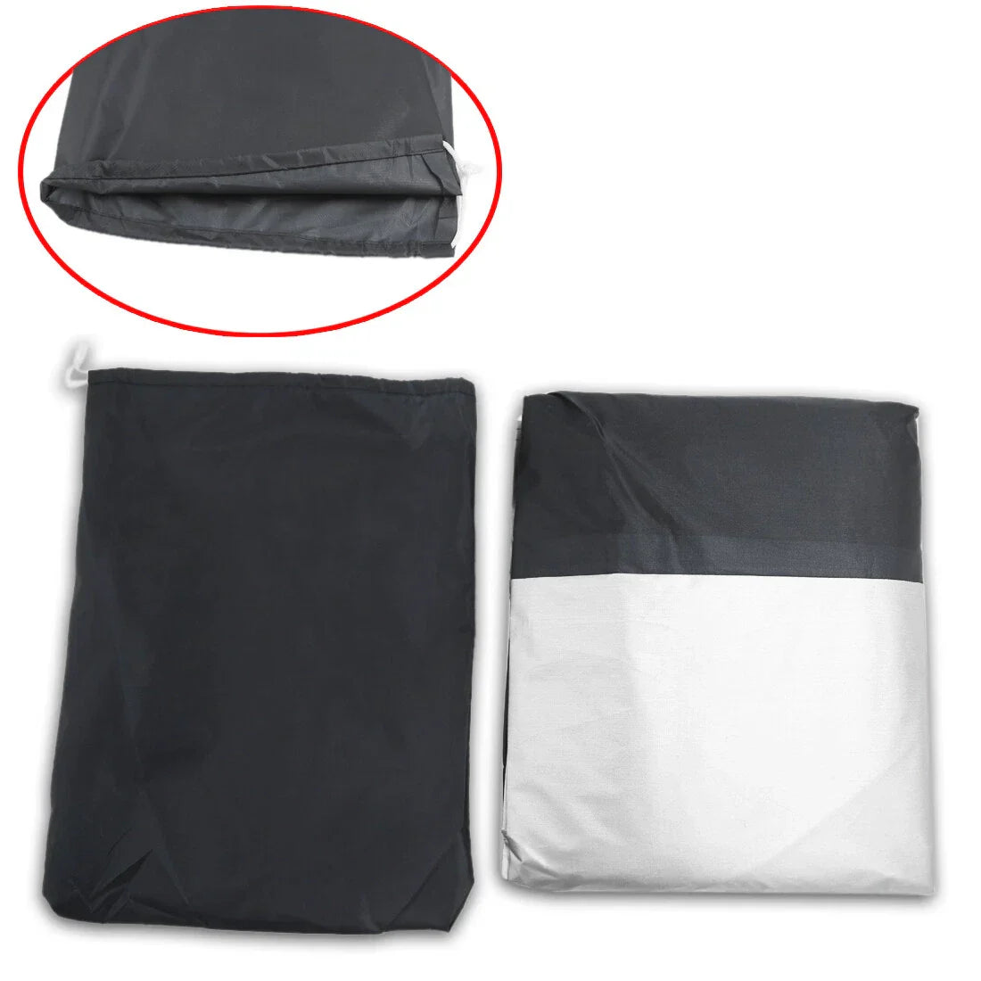 Black & Silver Outdoor Motorcycle Cover for Honda, Suzuki, Kawasaki