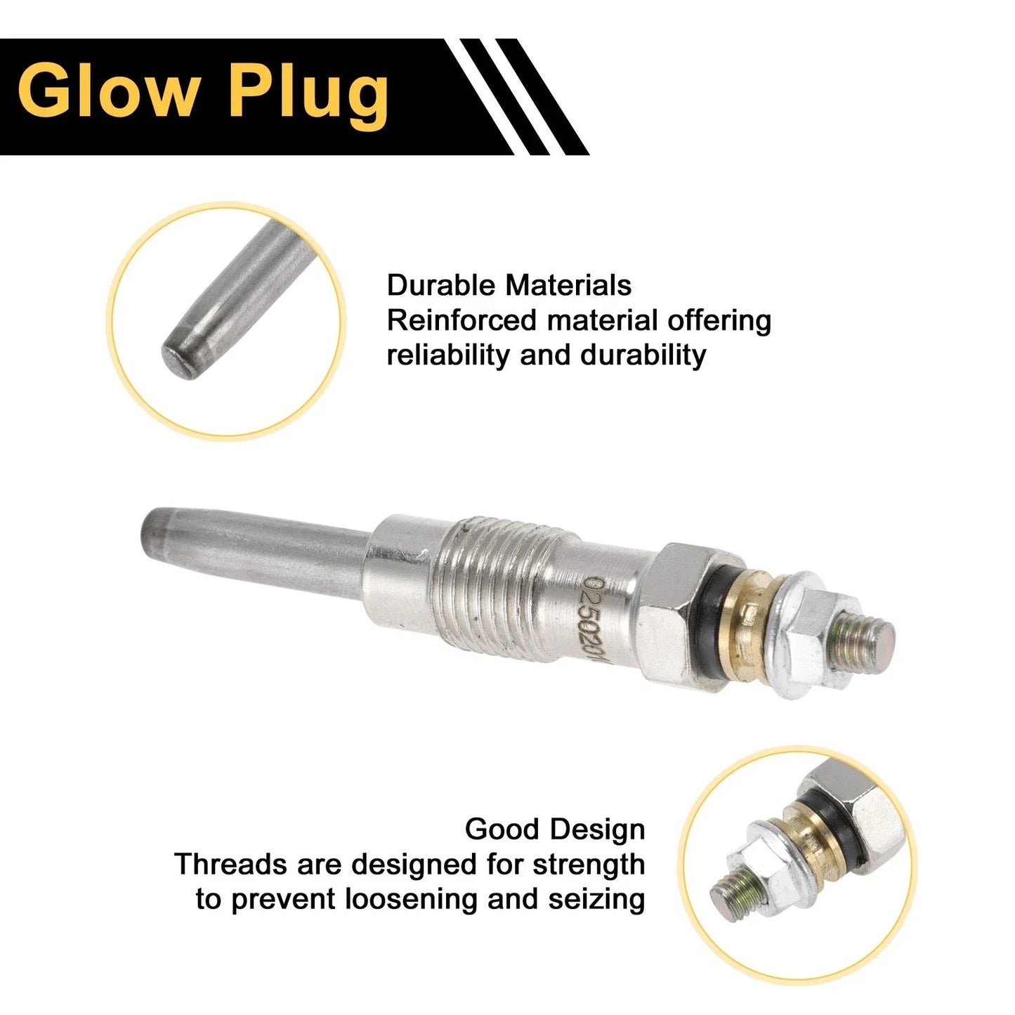 Glow Plug for Diesel Engine - Silver Tone Steel (250201039)