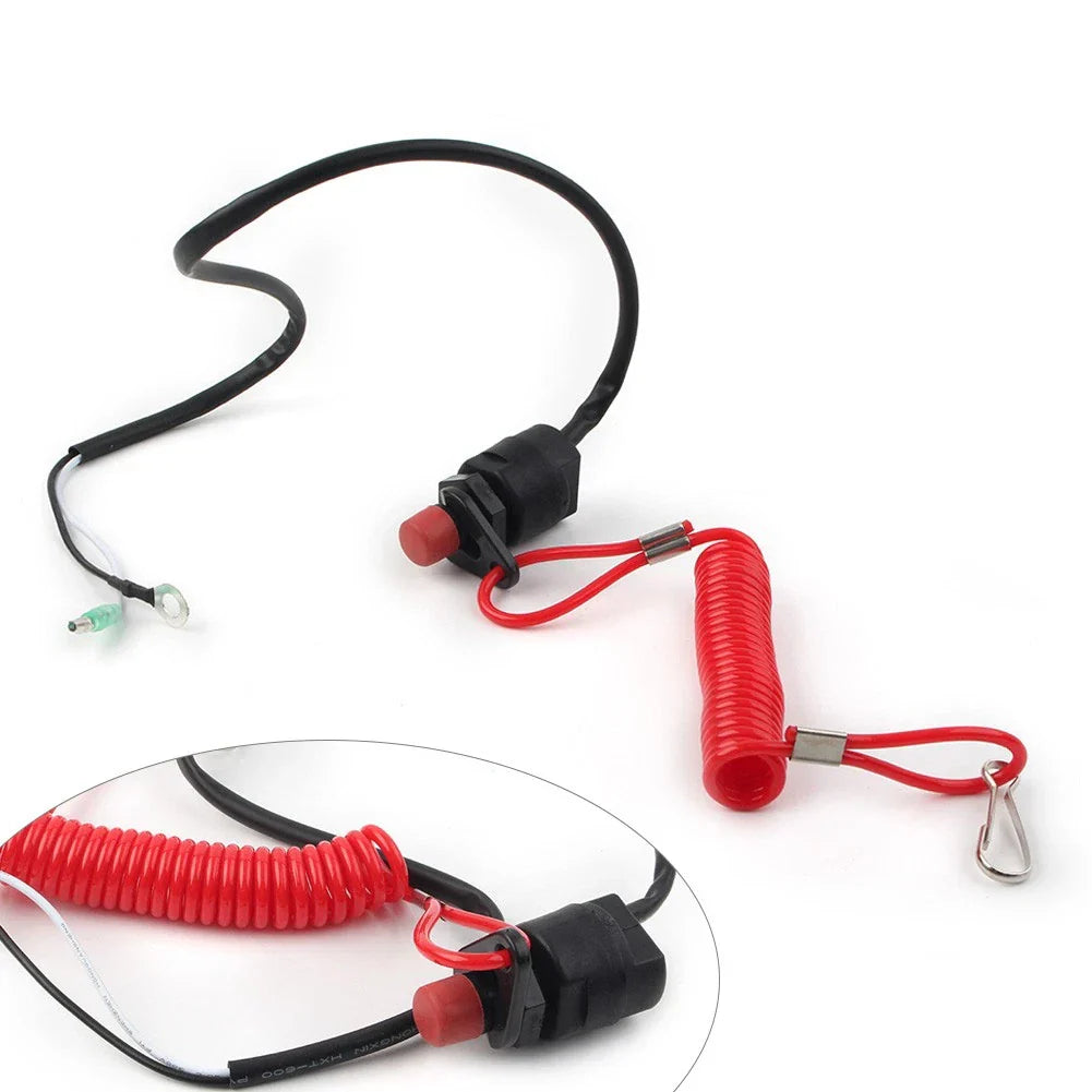 Outboard Engine Kill Stop Switch with Safety Tether Lanyard for Universal