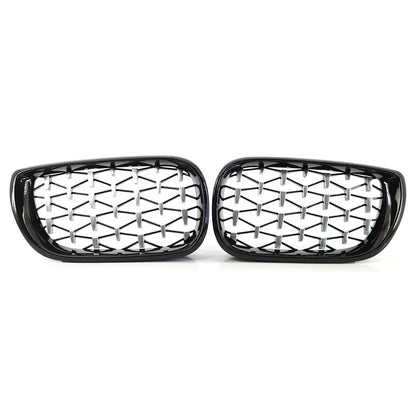 Front Grille Diamond Meteor Style Trim Black for BMW E46 2002-2005