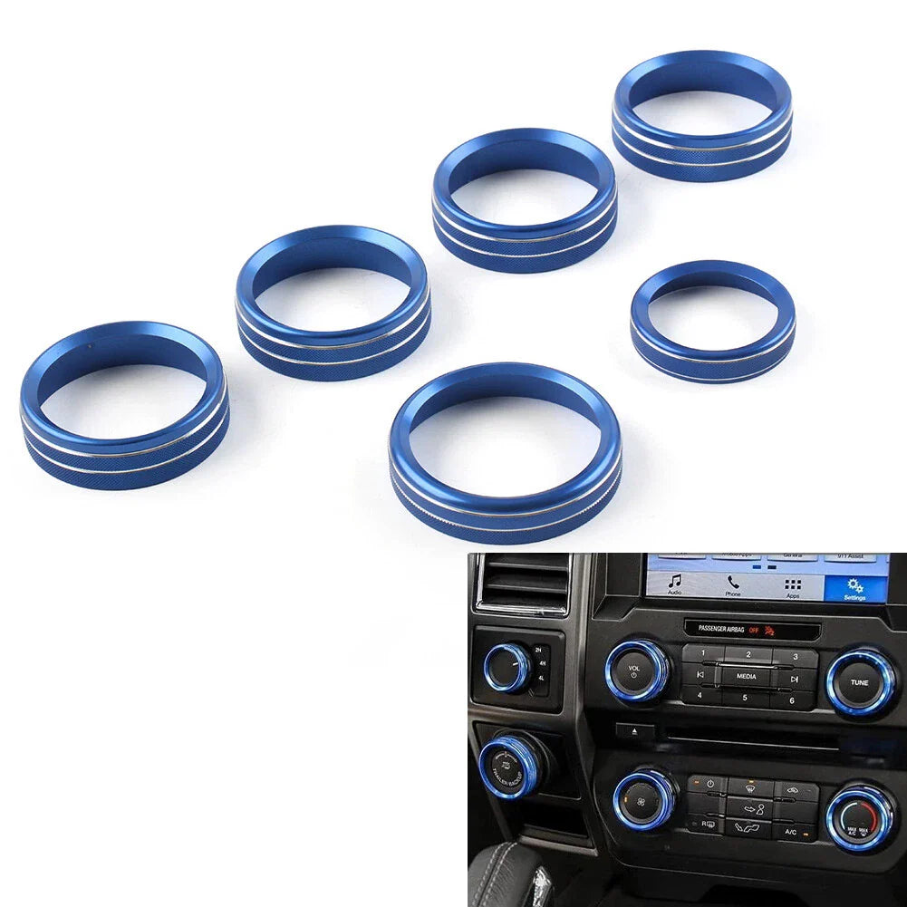 6x Air Conditioner Switch Knob Trim for Ford F150 XLT (2015-2020) Blue