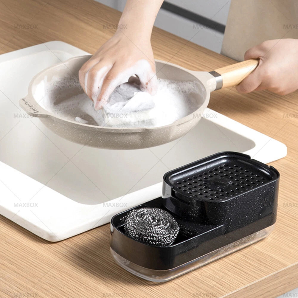 2-in-1 Soap Dispenser & Sponge Box for Detergent Storage - Manual Press