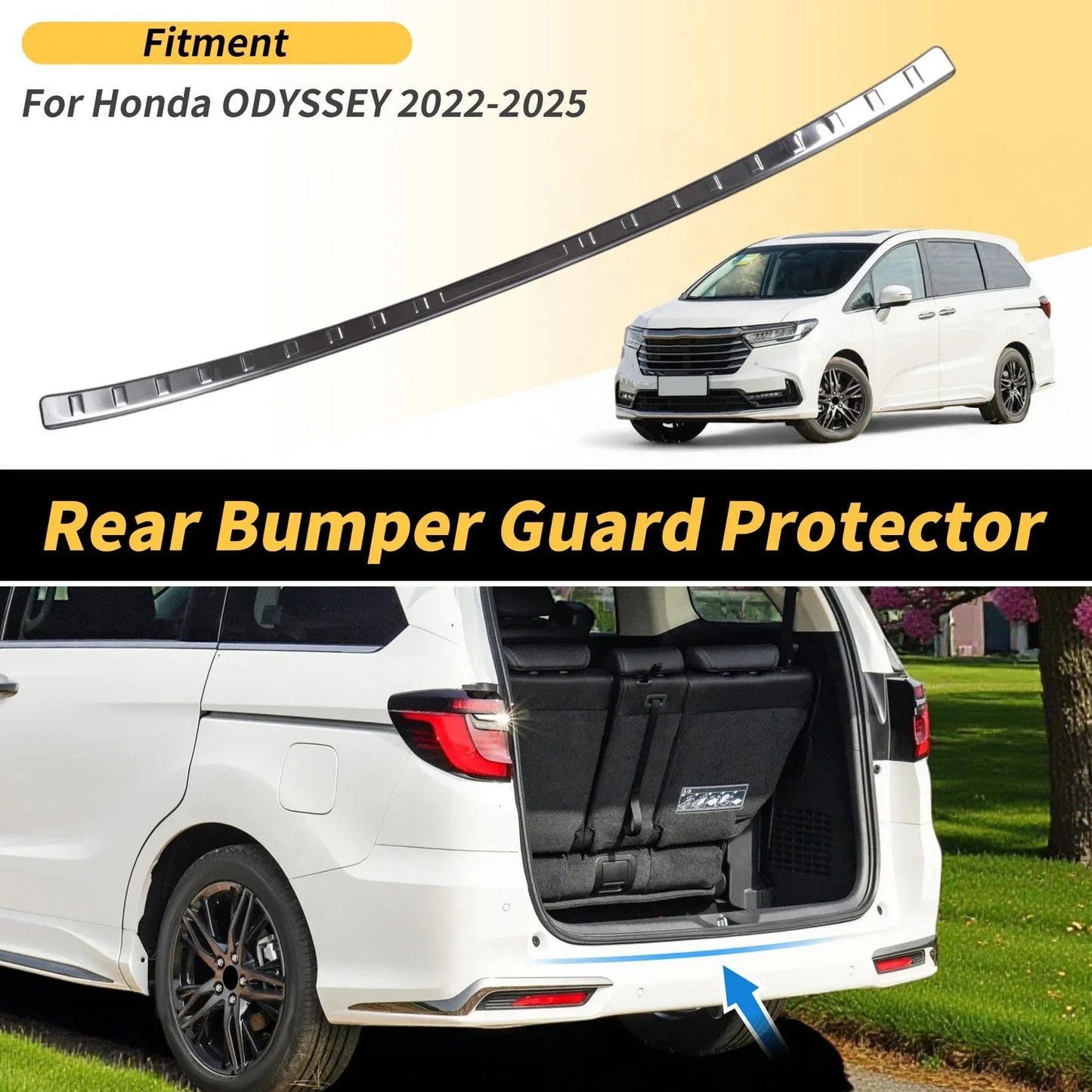 Rear Bumper Topper for Honda Odyssey 2022-2025 Silver Tone 1 x Piece