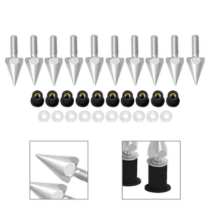 5MM Windshield Spike Bolts for Motorcycle - 10 Pcs Silver
