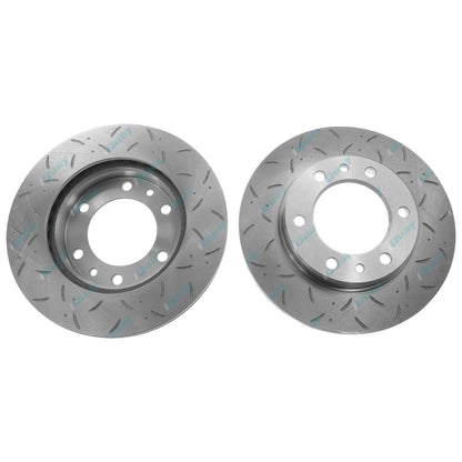 2 Drilled + Slotted Front Disc Brake Rotors + Pads for Landcruiser 8/80~90 4x4