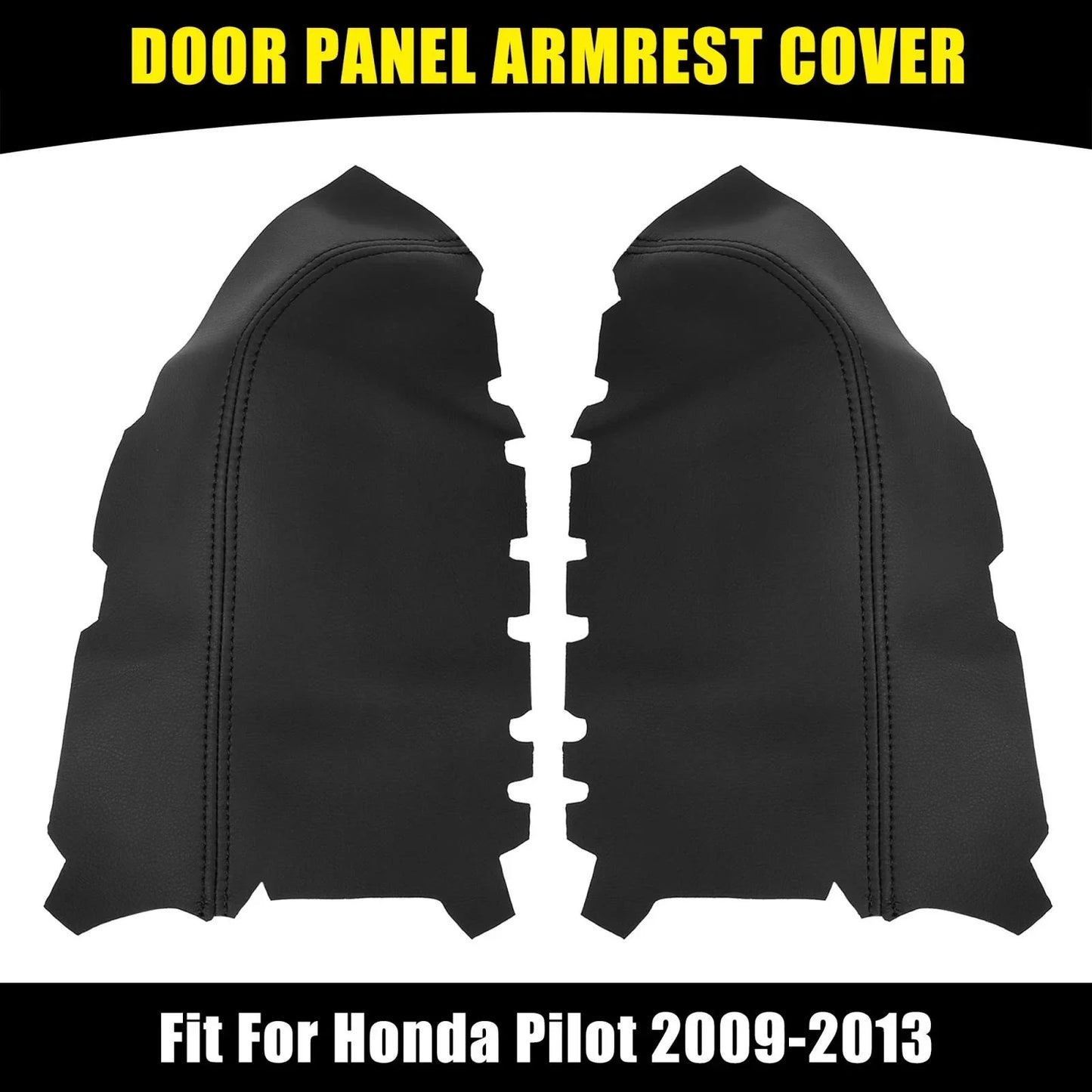 Black Microfiber Leather Door Panel Armrest Covers for Honda Pilot (2009-2013)