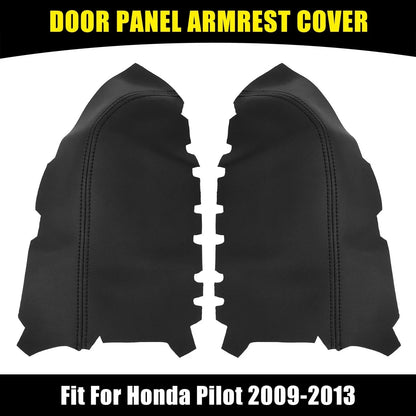 Black Microfiber Leather Door Panel Armrest Covers for Honda Pilot (2009-2013)