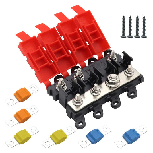 3-Way Fuse Holder with 30A, 60A, 100A Fuses for Distribution Block