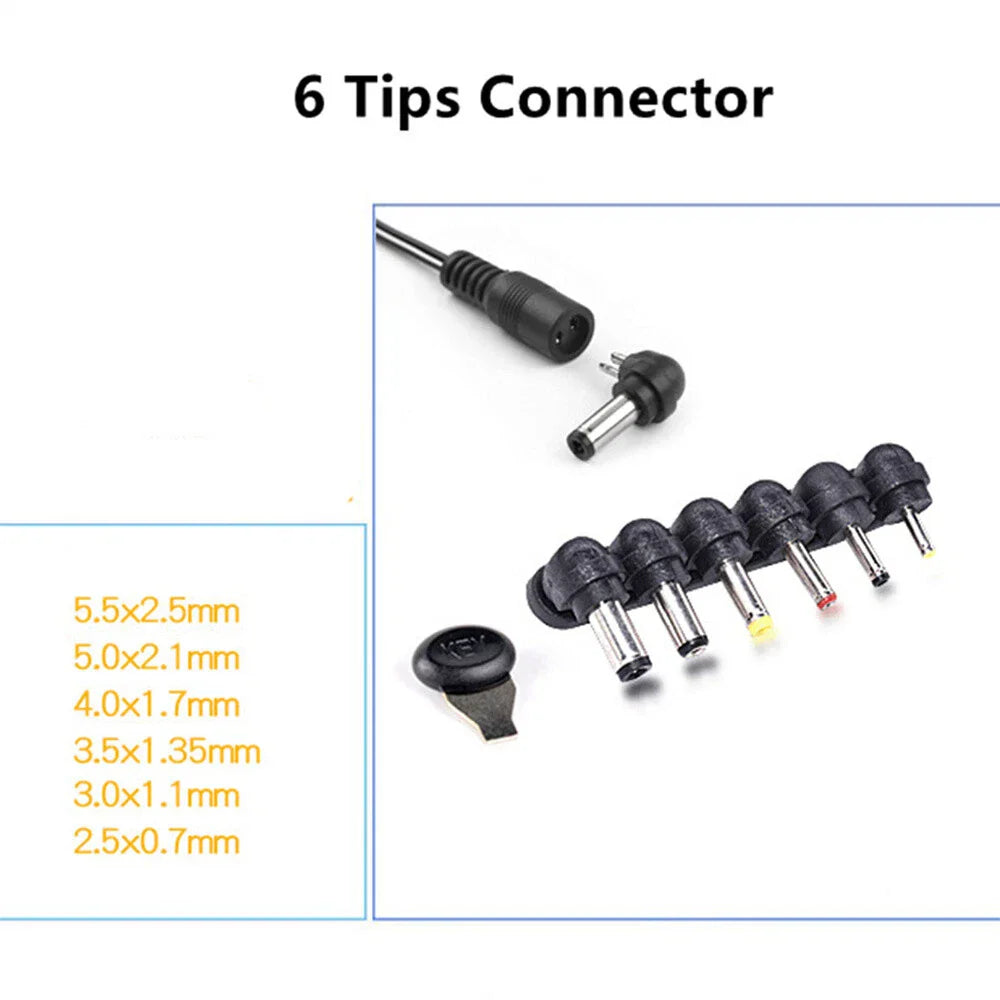 12V 30W Adjustable Power Supply Adapter + 6 x Tip Connectors for Various Models