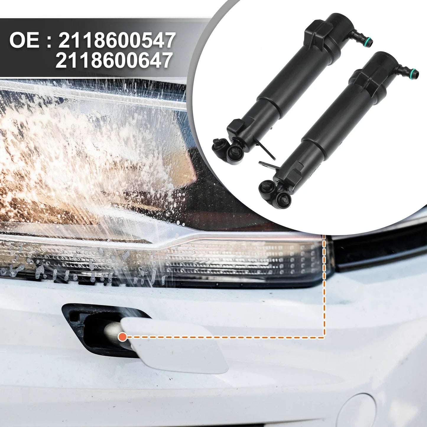 Front Left Right Headlight Washer Nozzles for Mercedes-Benz E320 E500 (2003-2009)