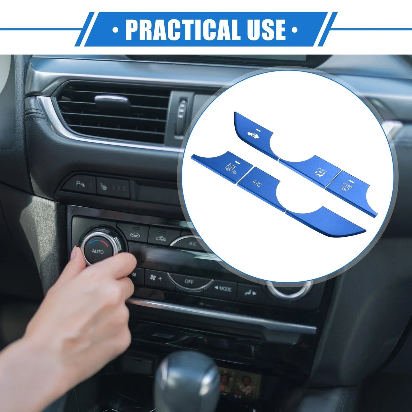 6 Pcs AC Panel Switch Button Cover Trim for Honda CR-V (2023) Blue