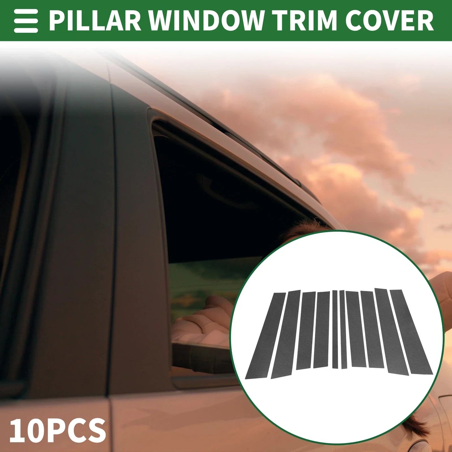 10 Pcs Door Pillar Window Trim for Mercedes GL-Class (2013-2019)